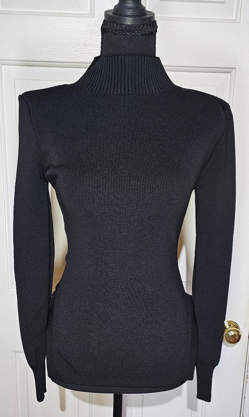 Forever 21 Black Form Fitting Versatile Ribbed-Knit Turtleneck Top.